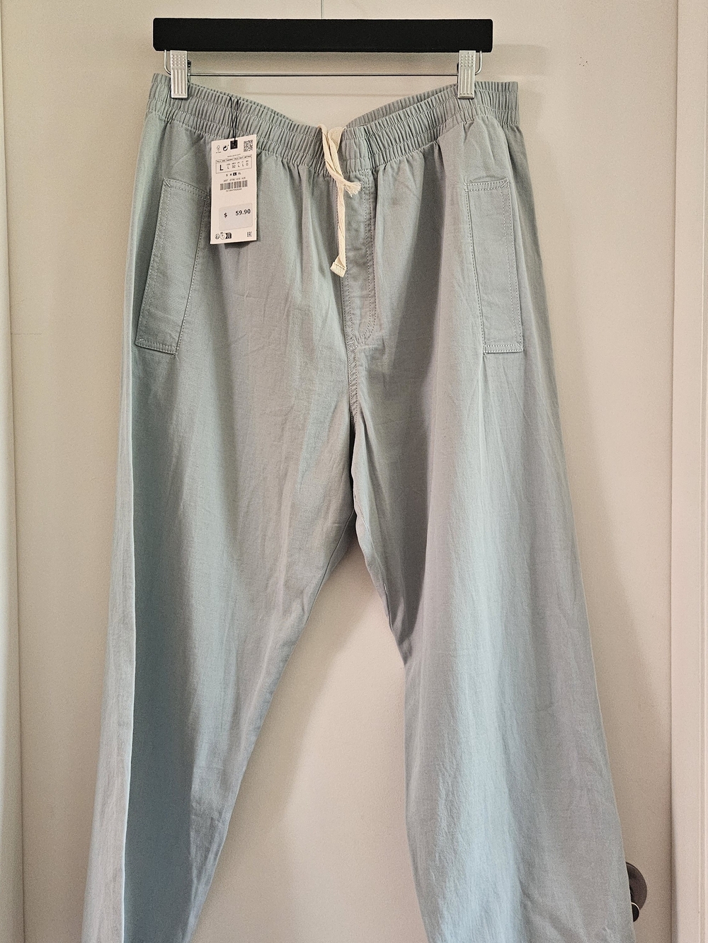 Zara Light Blue Elastic-Waist Drawstring Men's Joggers